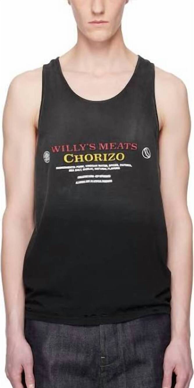 NEW WILLY CHAVARRIA chorizo destroyed tank top in washed black